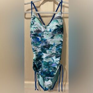 Prana Blue Graceful Moorea One Piece Swimsuit - Size S
